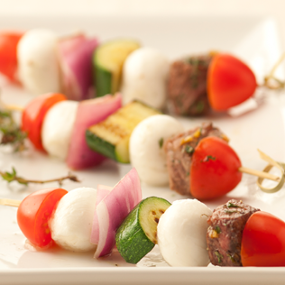 Small Image of Grilled Beef Skewers with Fresh Mozzarella